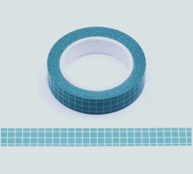 Dark Blue Green Grid Pattern Washi Tape 10mm x 10m