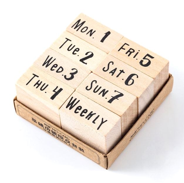 MoCard Days of the Week with Numbers Rubber Stamp Set