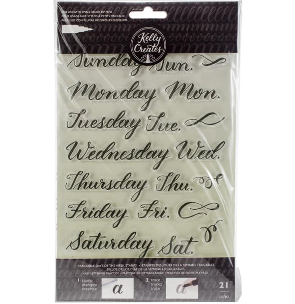 American Crafts Days of the Week Kelly Creates Acrylic Traceable Clear Stamps