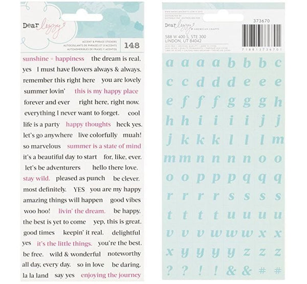 Dear Lizzy Happy Place Accent and Phrase Stickers - 148pcs