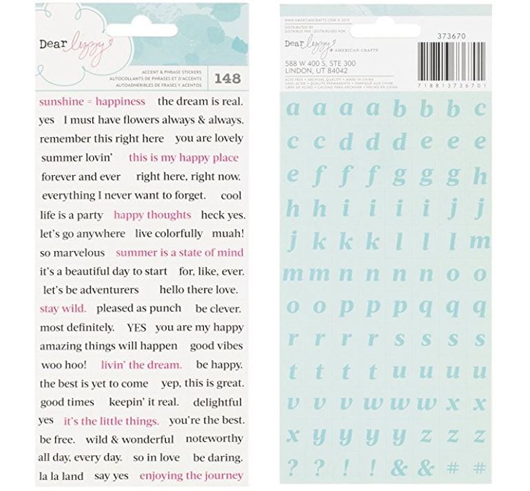 Dear Lizzy Happy Place Accent and Phrase Stickers - 148pcs