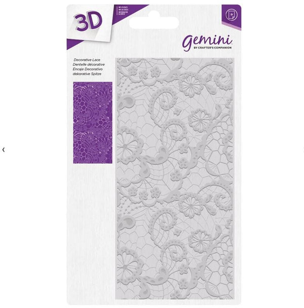 Crafter's Companion Decorative Lace Gemini 3D Embossing Folder 5.75" x 2.75"