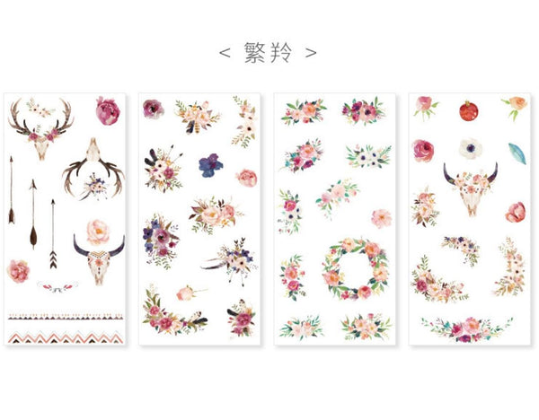 Deer Flower Antlers Deco Stickers - 4 Sheets