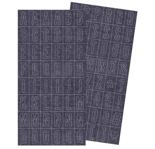 American Crafts Denim Alphablock Fabric Thickers