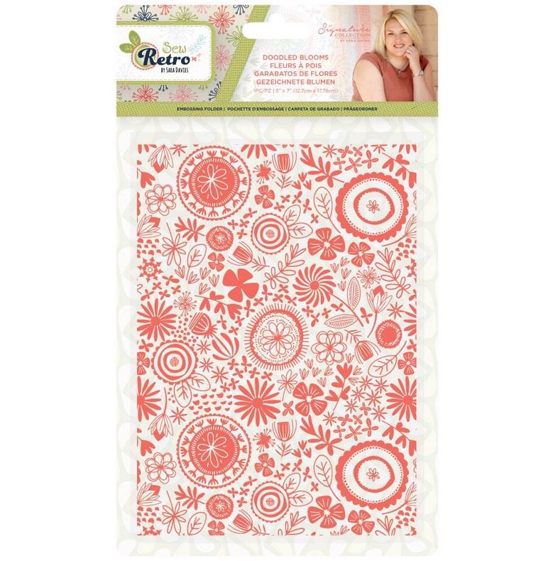 Crafter's Companion Doodled Blooms Sara Davies Signature Sew Retro Embossing Folder 5
