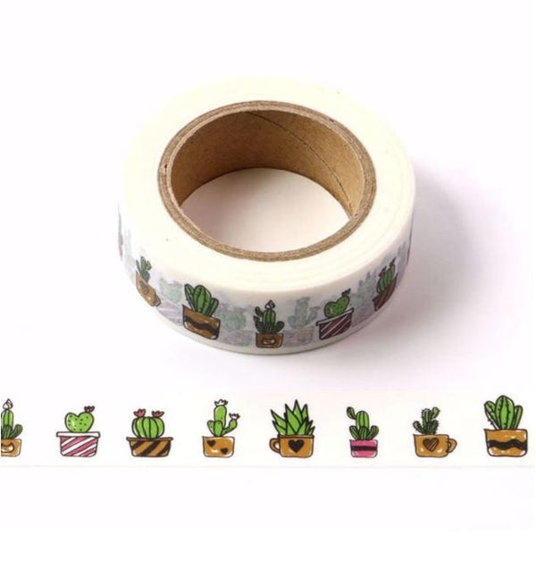 Cute Succulents on Pots Washi Tape 15mm x 10m