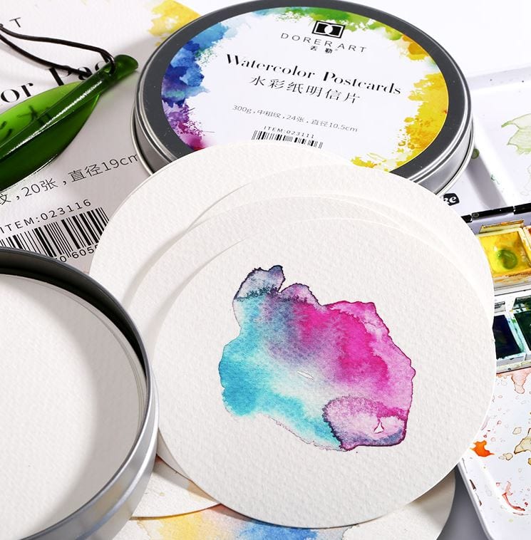 Dorer Art Watercolor Postcards in Tin Can