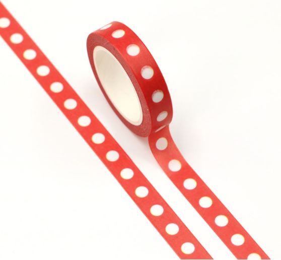 Dots on Red Christmas Washi Tape 10mm x 10m
