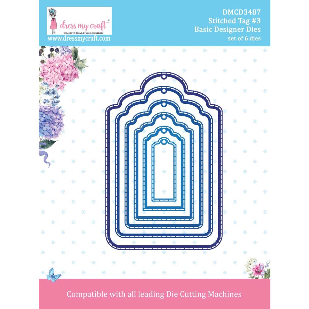 Dress My Craft Stitched Tag #3 Basic Designer Dies