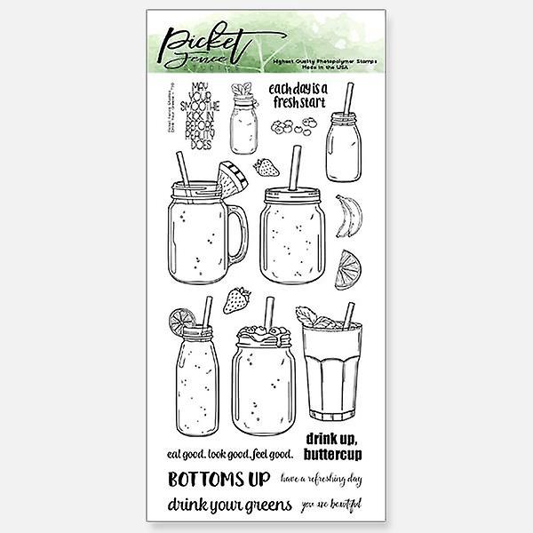 Picket Fence Studios Drink Your Greens 4"X8" Stamp Set