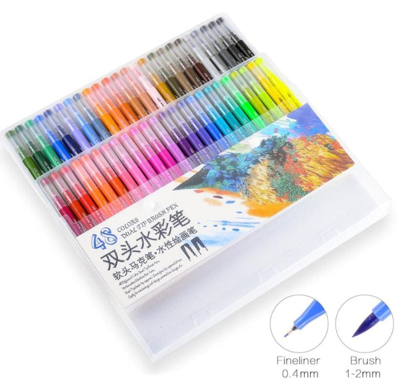 Bee Happy Watercolor Dual Brush Pen Set 48pcs