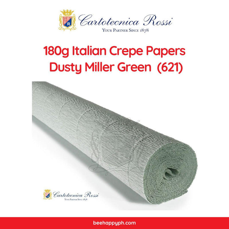 Cartotecnica Rossi Crepe Papers 180g (Green Shades) Full Roll Premium Italian Crepe Papers