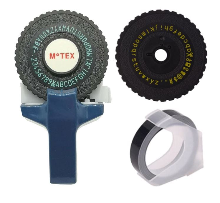 Motex E101 Label Maker with 2 Wheels / Tape Writer