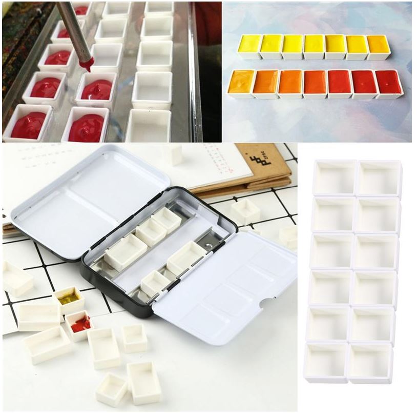 Empty Half Pans for Watercolor, Gouache and Other Paints 6's/12's/24's