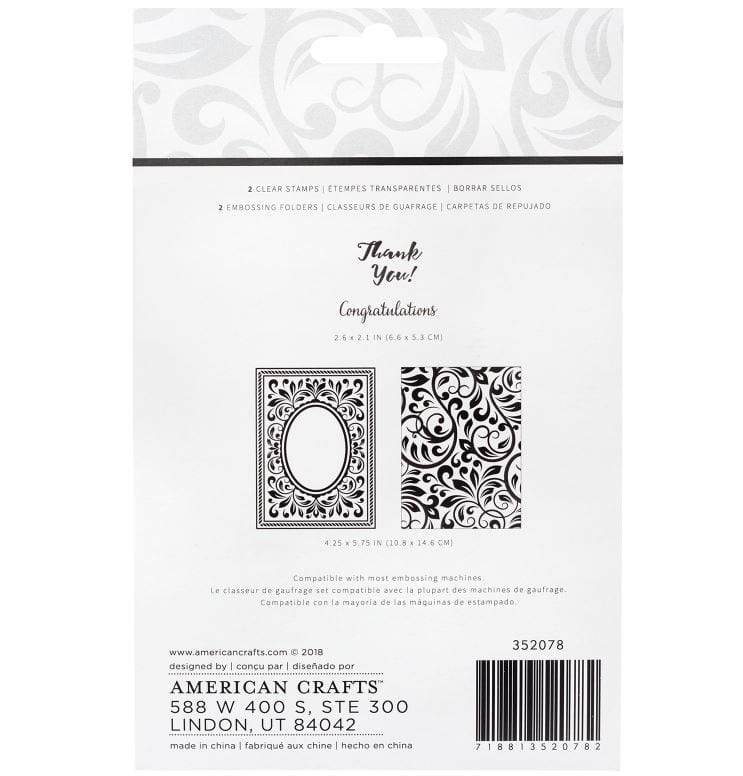 American Crafts Congratulations Flourish Stamps and Embossing Folder