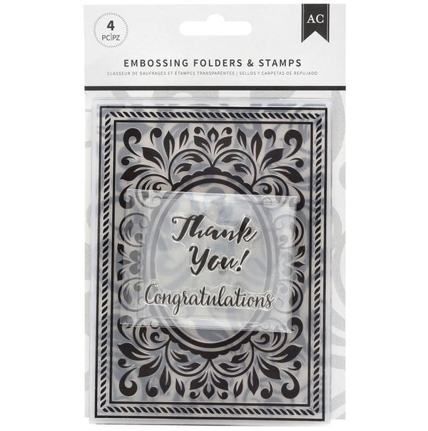 American Crafts Congratulations Flourish Stamps and Embossing Folder