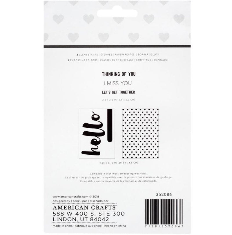 American Crafts Hello You Stamps and Embossing Folder