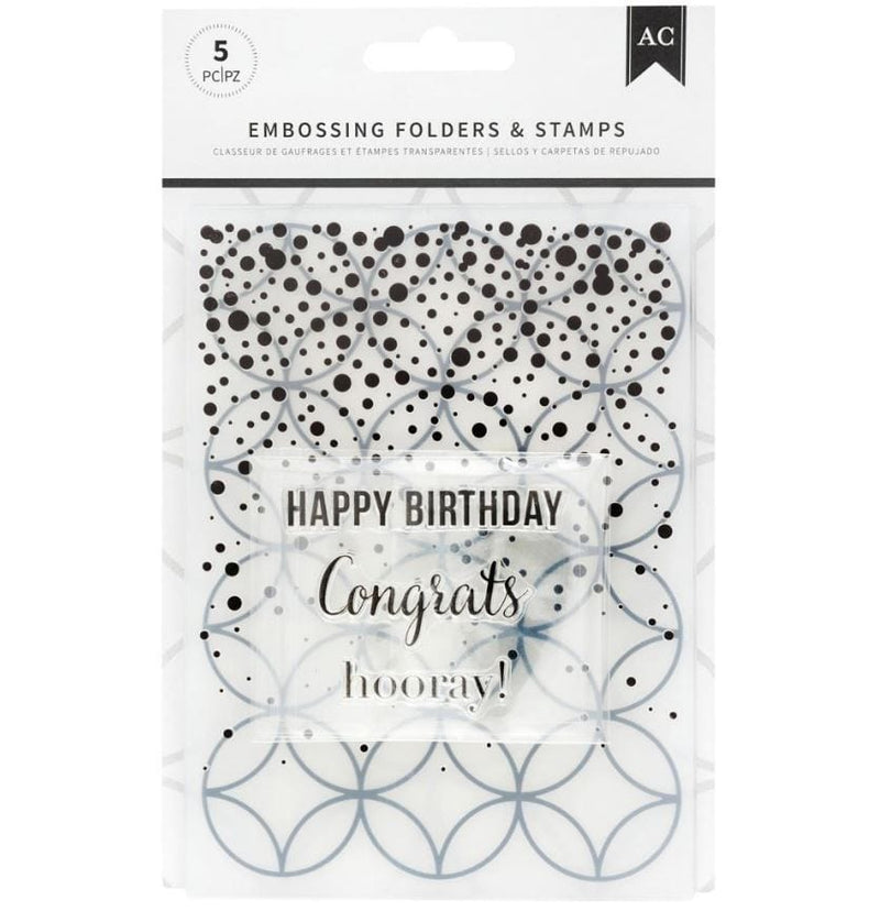 American Crafts Hooray Stamps and Embossing Folder
