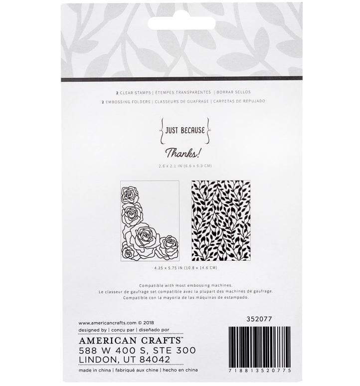 American Crafts Just Because Stamps and Embossing Folder