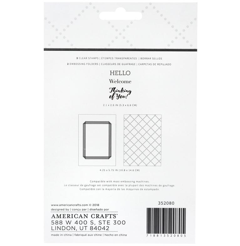 American Crafts Welcome Stamps and Embossing Folder