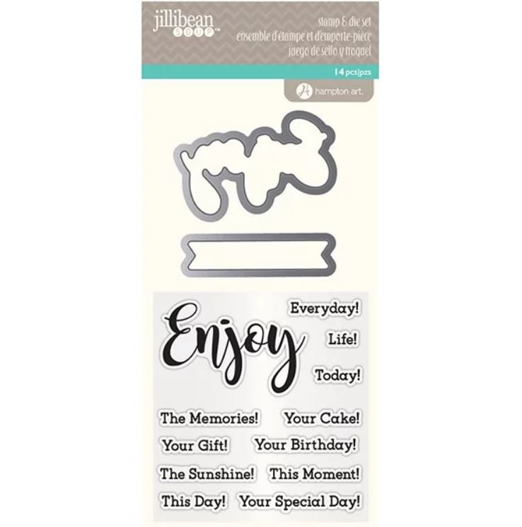 Hampton Art Jillibean Soup Enjoy Sentiments Clear Stamp & Die Set