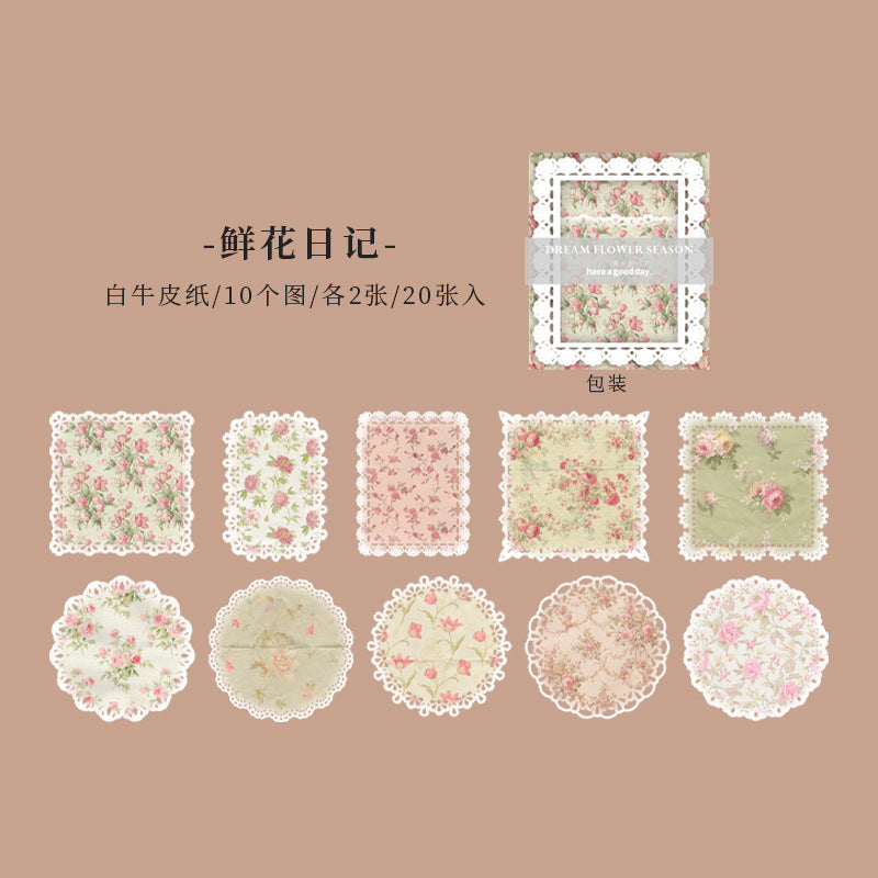 Fantasy Flower Season Series Light Retro Lace Deco Base Paper