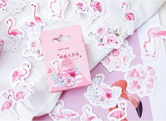 Mo Card Flamingo Party Sticker Flakes in a Box