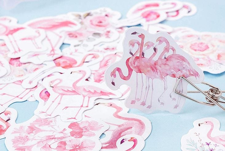 Mo Card Flamingo Party Sticker Flakes in a Box