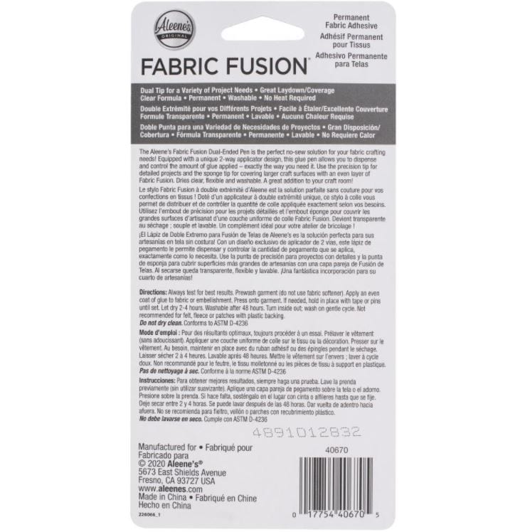 Aleene's Fabric Fusion Dual Ended Pen Adhesive 1.69 Oz