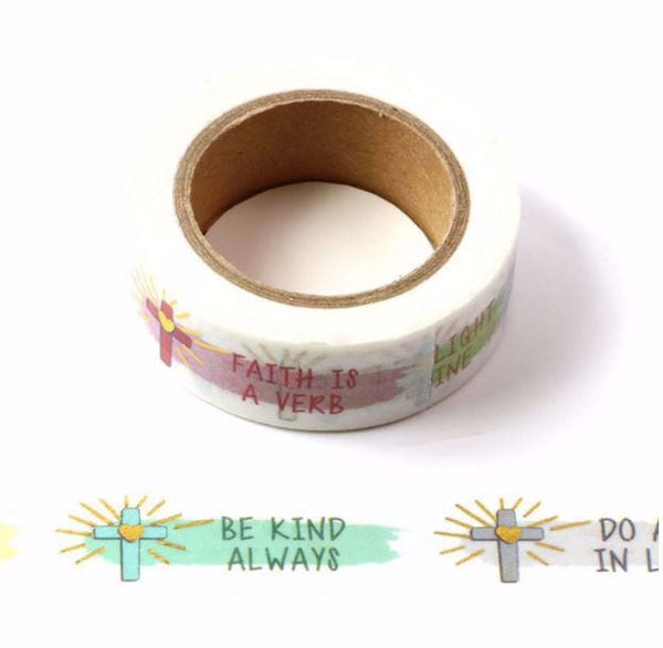 Faith Phrases with Foil Accents Washi Tape 15mm x 10m