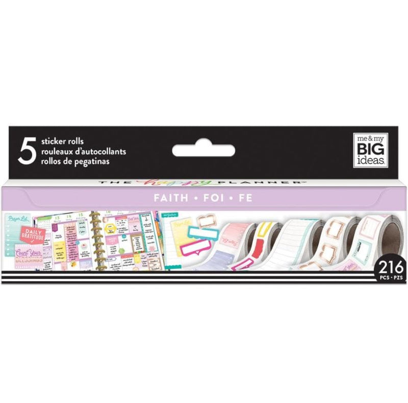 Me and My Big Ideas Faith/Gratitude Sticker Rolls Happy Planner MAMBI - 5 Rolls (216 pcs)