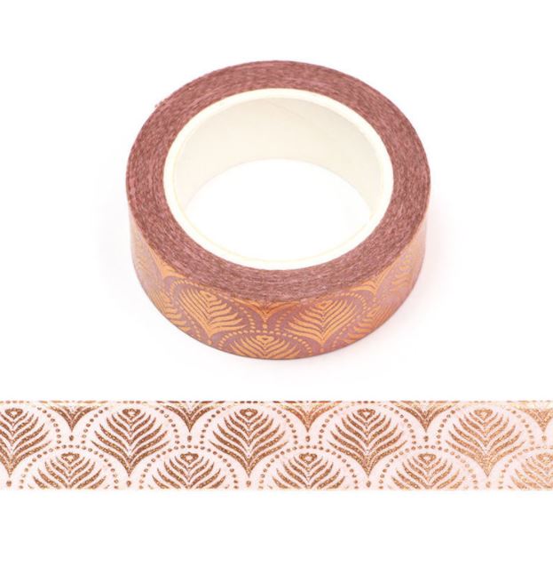 Rose Gold Foil Fans Washi Tape 15mm x 10m