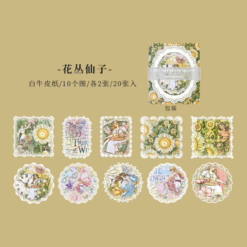 Fantasy Flower Season Series Light Retro Lace Deco Base Paper