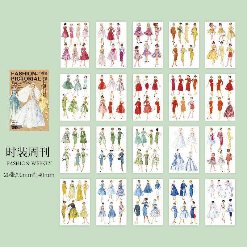 Fashion Pictorial Series Characters Dress Up Deco Sticker