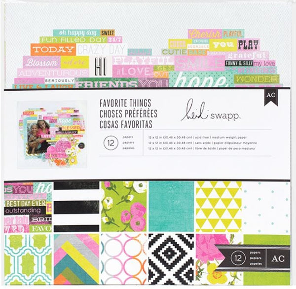 Heidi Swapp Favorite Things Paper Pack  12" x 12" 12 Sheets