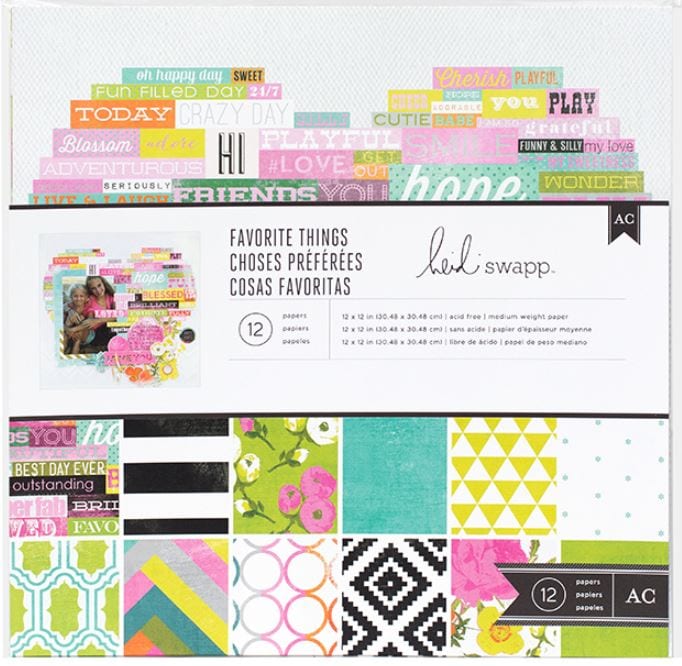 Heidi Swapp Favorite Things Paper Pack  12" x 12" 12 Sheets