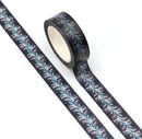 Feathery Flowers on Dark Background Washi Tape 15mm x 10m