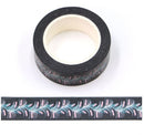 Feathery Flowers on Dark Background Washi Tape 15mm x 10m