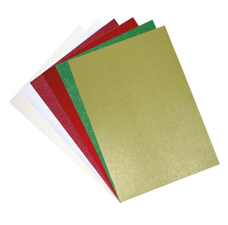 Sizzix Surfacez Pearl and Glitter Festive Colors Cardstock Pack, A4 size 60PK 250gsm