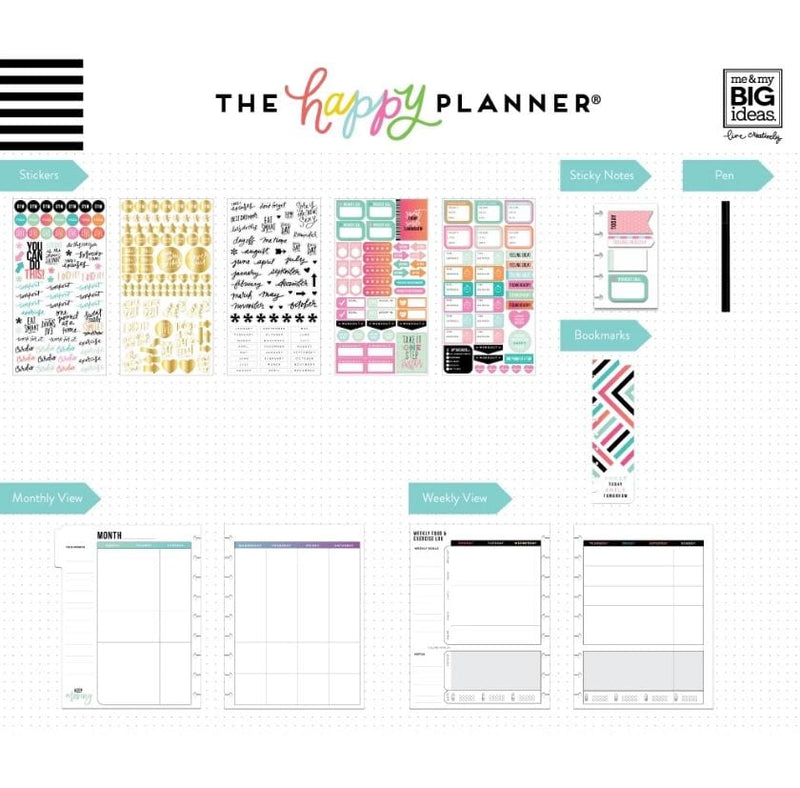 Me and My Big Ideas Fitness Happy Planner 12-Month Undated Medium Box Kit