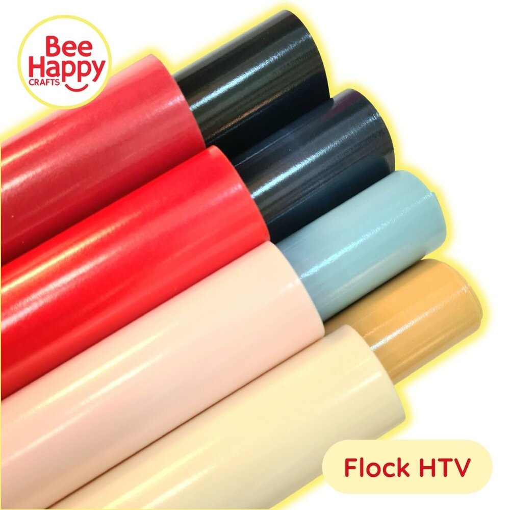 Bee Happy Flock/Gamuza HTV Heat Transfer Vinyl (Iron On) 10