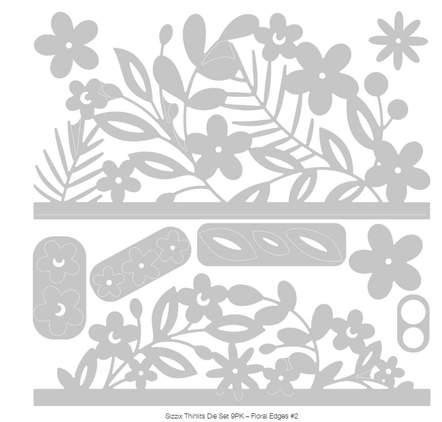 Sizzix Floral Edges #2 Thinlits Die Set 9Pk