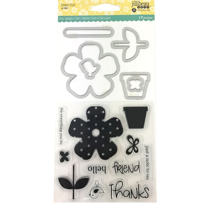 Hampton Art Jillibean Soup Flower Thanks Shaker Clear Stamp & Die Set
