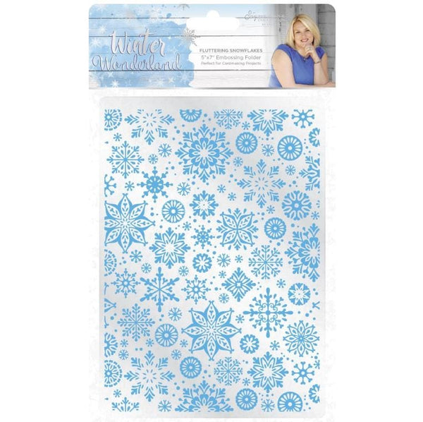 Crafter's Companion Sara Davies Fluttering Snowflakes Winter Wonderland Embossing Folder 5"X7"