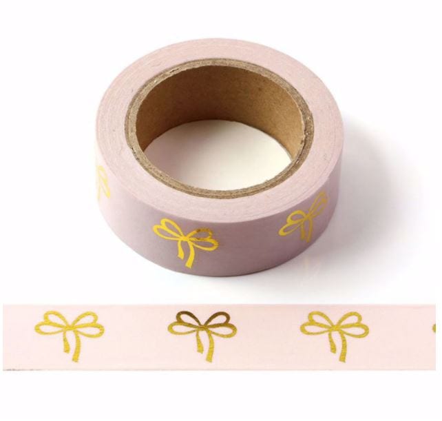Foil Bows on Pink Washi Tape 15mm x 10m