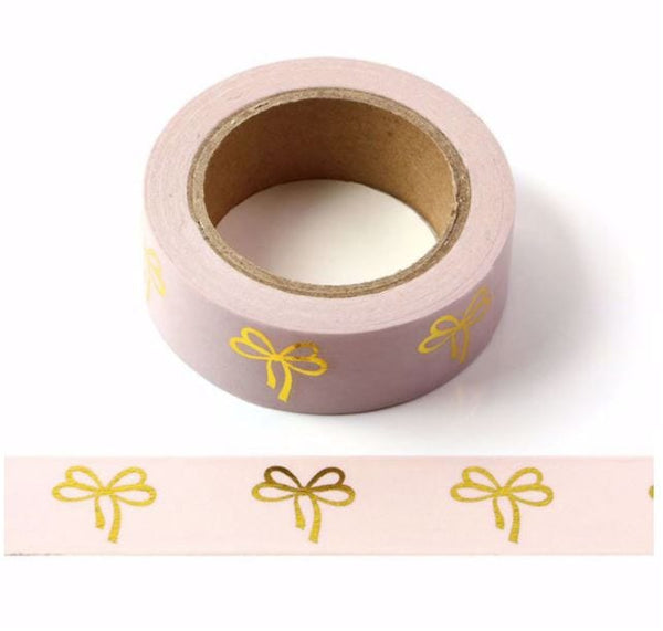Foil Bows on Pink Washi Tape 15mm x 10m