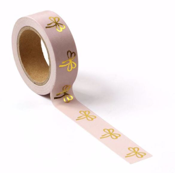 Foil Bows on Pink Washi Tape 15mm x 10m