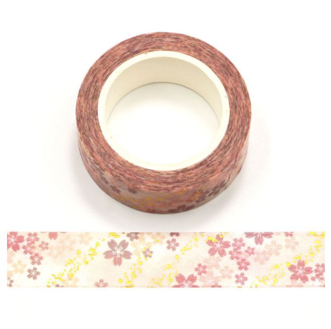 Foil Cherry Blossoms Washi Tape 15mm x 10m