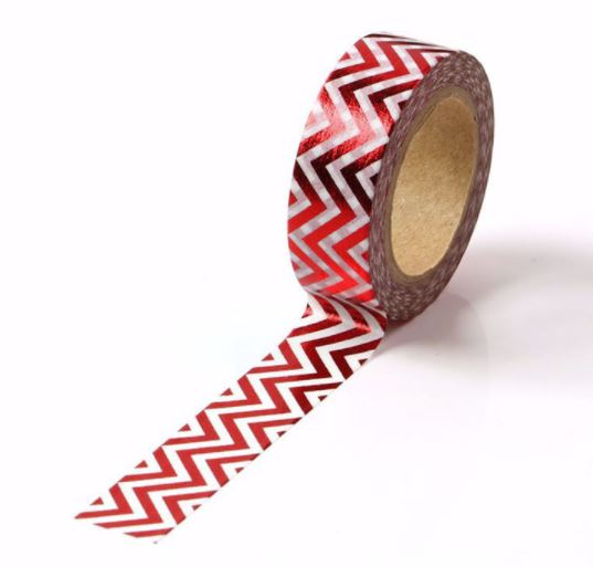 Foil Chevron Red Washi Tape 15mm x 10m