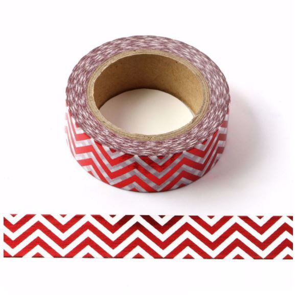 Foil Chevron Red Washi Tape 15mm x 10m